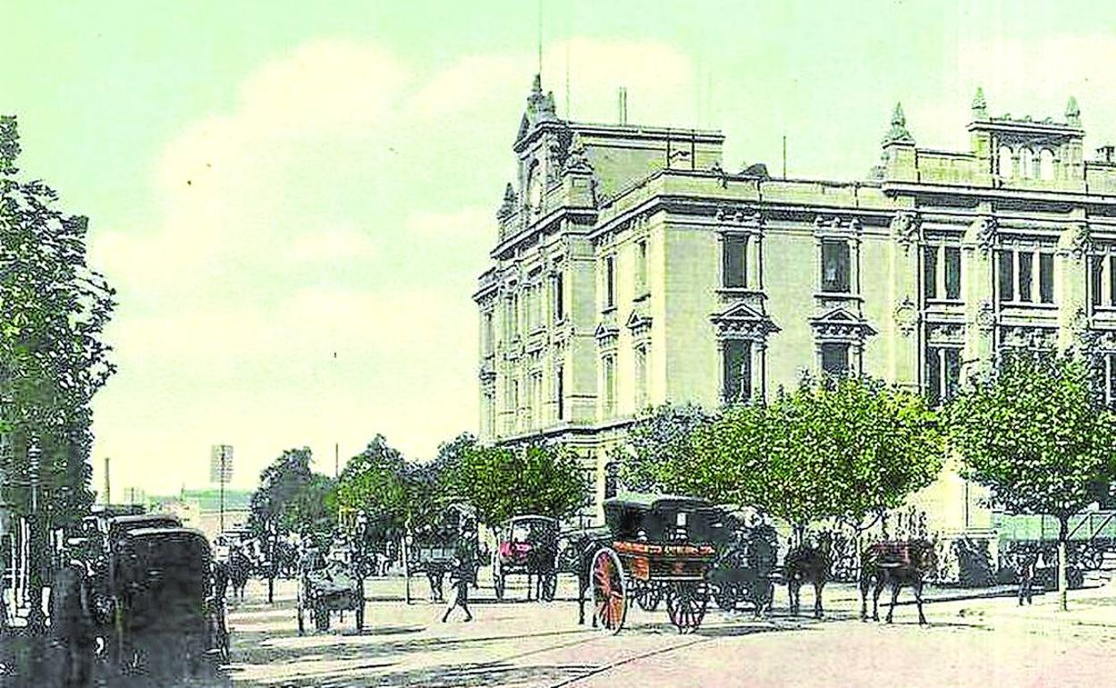 La estación Once de Septiembre, popularmente conocida como Once, en una imagen de comienzos del siglo XX.