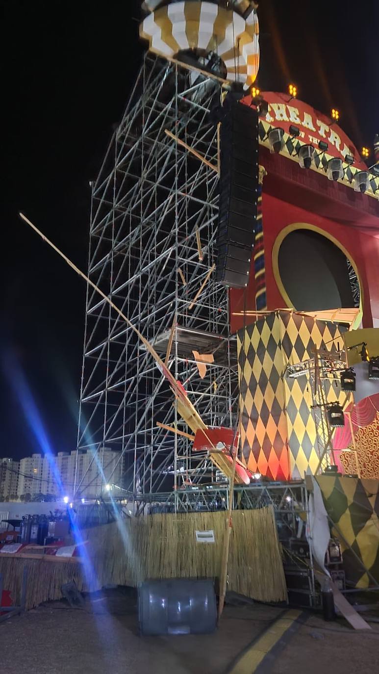 Fotos: Las imágenes del accidente que ha provocado el fuerte viento en el Medusa Festival