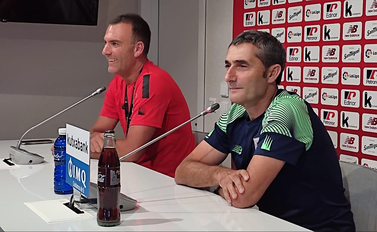 Ernesto Valverde, hoy en la sala de Prensa de Lezama.