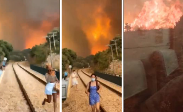 Los bomberos tratan de apagar uno de los frentes. 