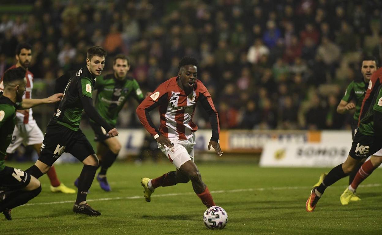 Iñaki Williams en Las Llanas en un Sestao-Athletic de Copa de enero de 2020.