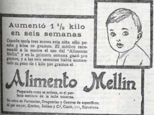 Alimento Mellín, otro producto publicitado en la prensa local de noviembre de 1922.