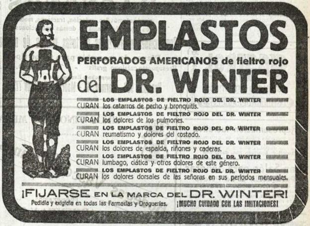 Anuncio de los Emplastos del Doctor Winter.