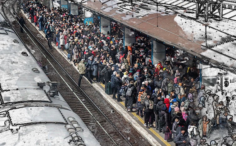 Miles de habitantes de Kiev logran tomar un tren para huir de la ciudad a través del corredor humanitario pactado con Rusia