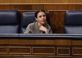 Irene Montero, hoy, en el Congreso de los Diputados