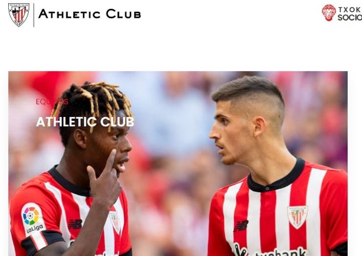 La imagen que da acceso al primer equipo en la web oficial del Athletic.