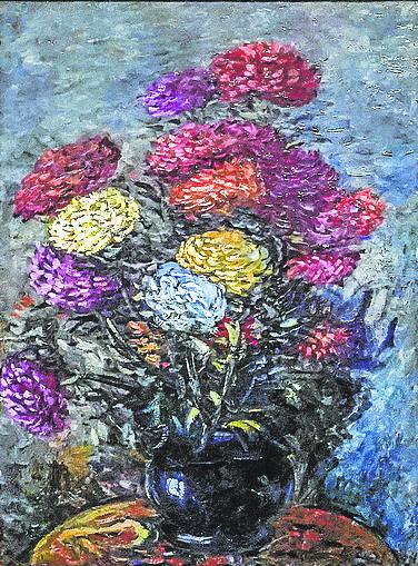 Imagen - 'Les dahlias au vase bleu'.