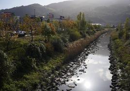 Tramo del río Castaños a su paso por la zona comercial de Megapark.