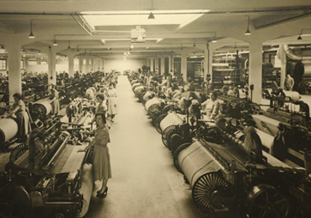 Emakume ugari enpresa-ehun batean lan egiten.