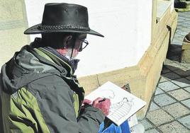 Álvaro Alvarado. Reproducía a 'Urumo' pintando en la plaza.