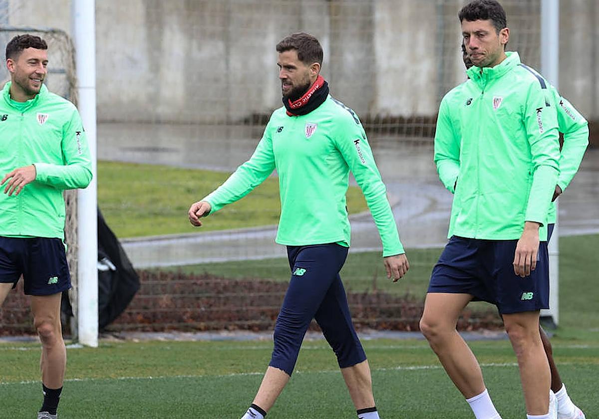 Iñigo, en el entrenamiento del pasado jueves en Lezama.