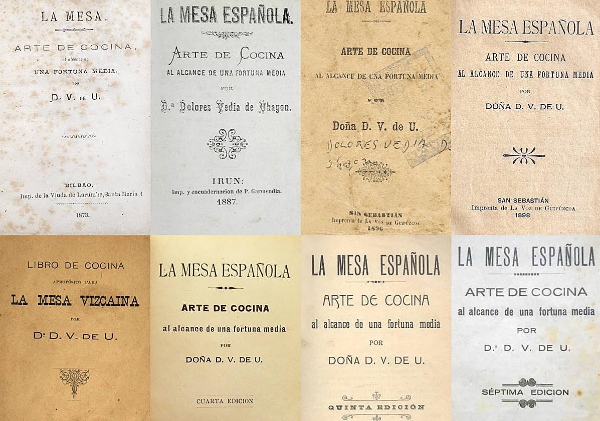 Distintas portadas y ediciones del libro de Dolores Vedia.