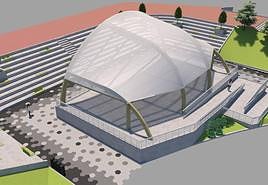 Proyección de la obra en el anfiteatro del parque Eskurtze, en Irala