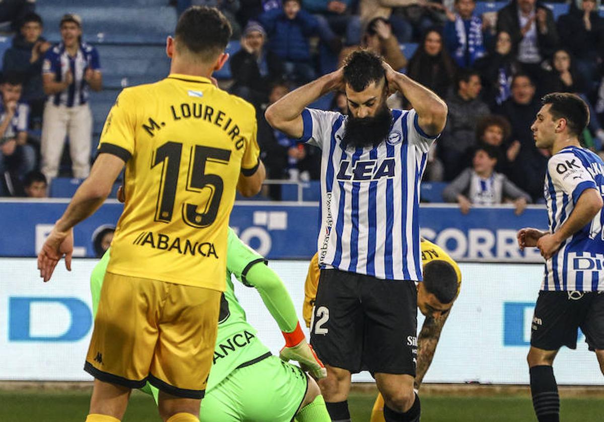 Villalibre se lamenta tras una situación errada el pasado sábado contra el Lugo.