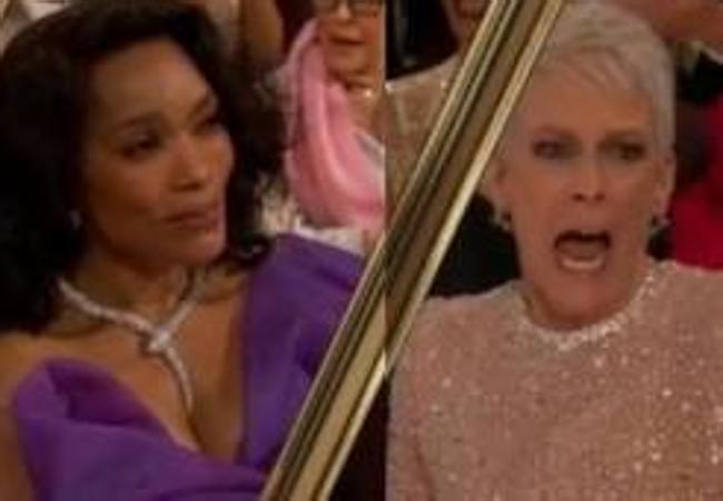 La reacción de Angel Basset al hacerse público el nombre de Jamie Lee Curtis.