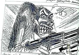 Uno de los dibujos que tomó como base para 'Acción mutante'.