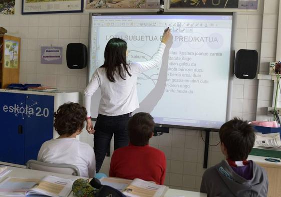 Lección en euskera en un aula.