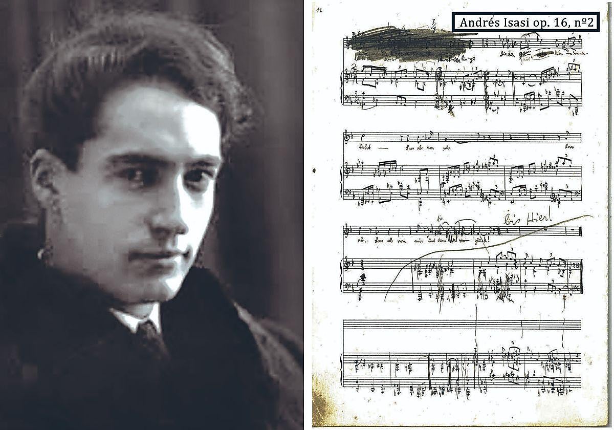 Andrés Isasi (Bilbao, 1890. Getxo, 1940) y la partitura que estaba en el Conservatorio de Getxo.