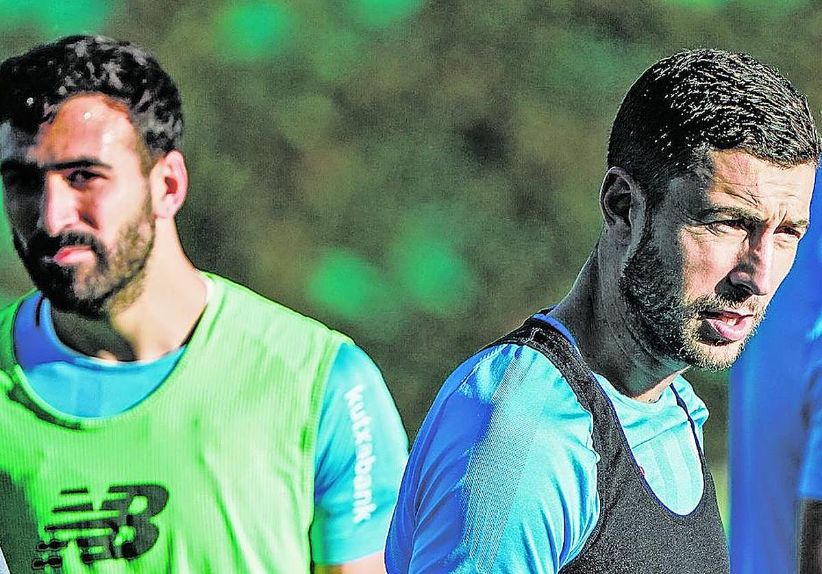 Balenziaga y De Marcos, en un entrenamiento de la pasada temporada en Lezama.