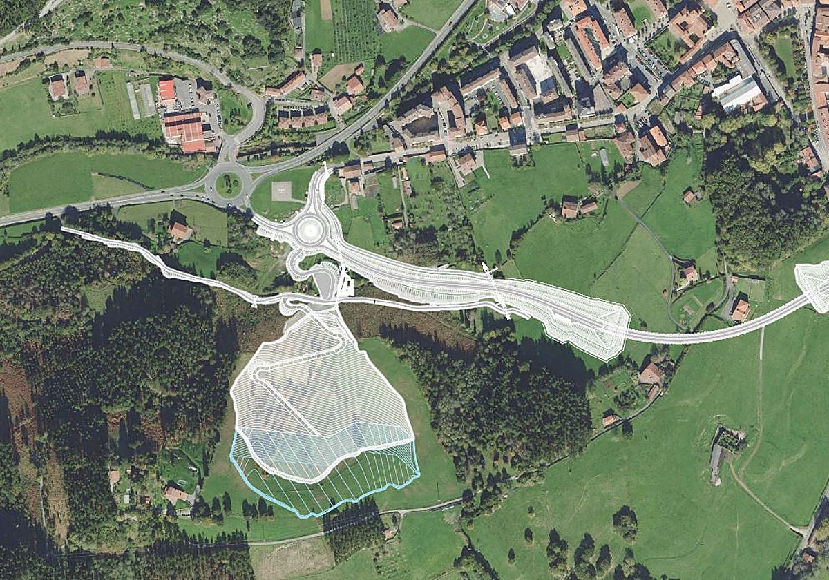 Imagen del trazado de la nueva carretera que conectará Markina con Etxebarria.