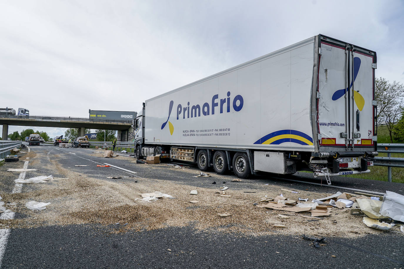 Un acccidente con un herido corta la autovía a Vitoria y provoca retenciones en San Millán