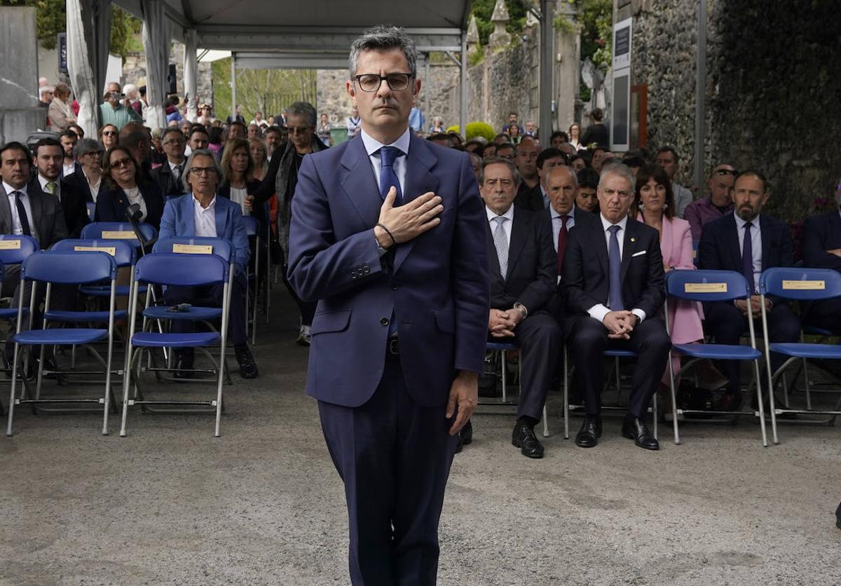 El ministro de Presidencia, Relaciones con las Cortes y Memoria Democrática, Félix Bolaños, este miércoles en Gernika.