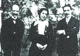 Manuel de Falla y Joaquín Turina, junto a María de la O Lejárraga.
