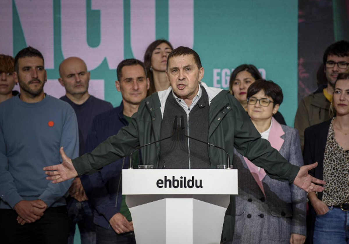 Arnaldo Otegi, durante el mitin de este sábado en Bilbao.