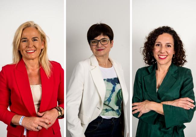 Esther Martínez (PP), María del Río (EH Bildu) y Nora Abete (PSE).