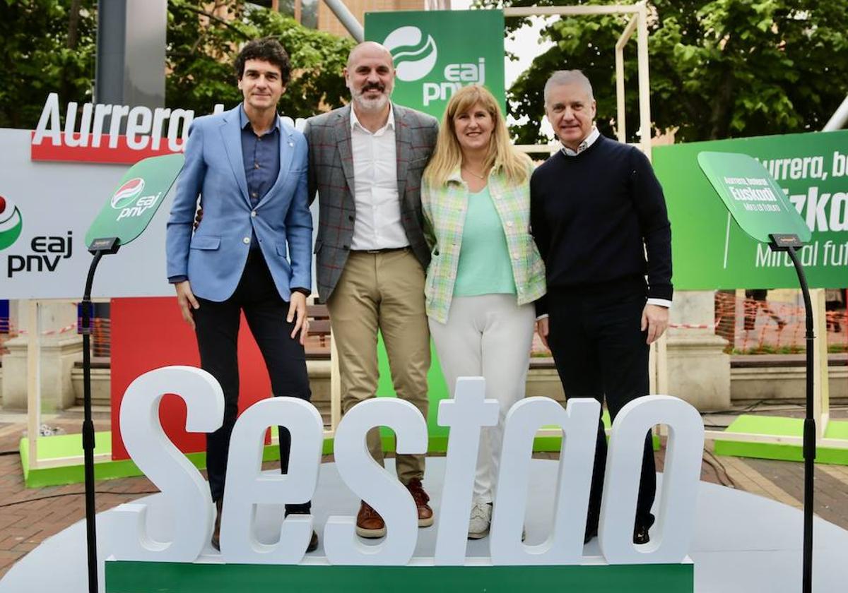 El acto electoral del PNV en Sestao contó con la participación de Unai Rementeria, Josu Bergara, Ainhoa Basabe e Iñigo Urkullu.