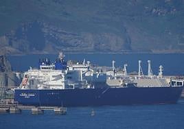 Imagen de un buque gasero en los muelles del Puerto de Bilbao.