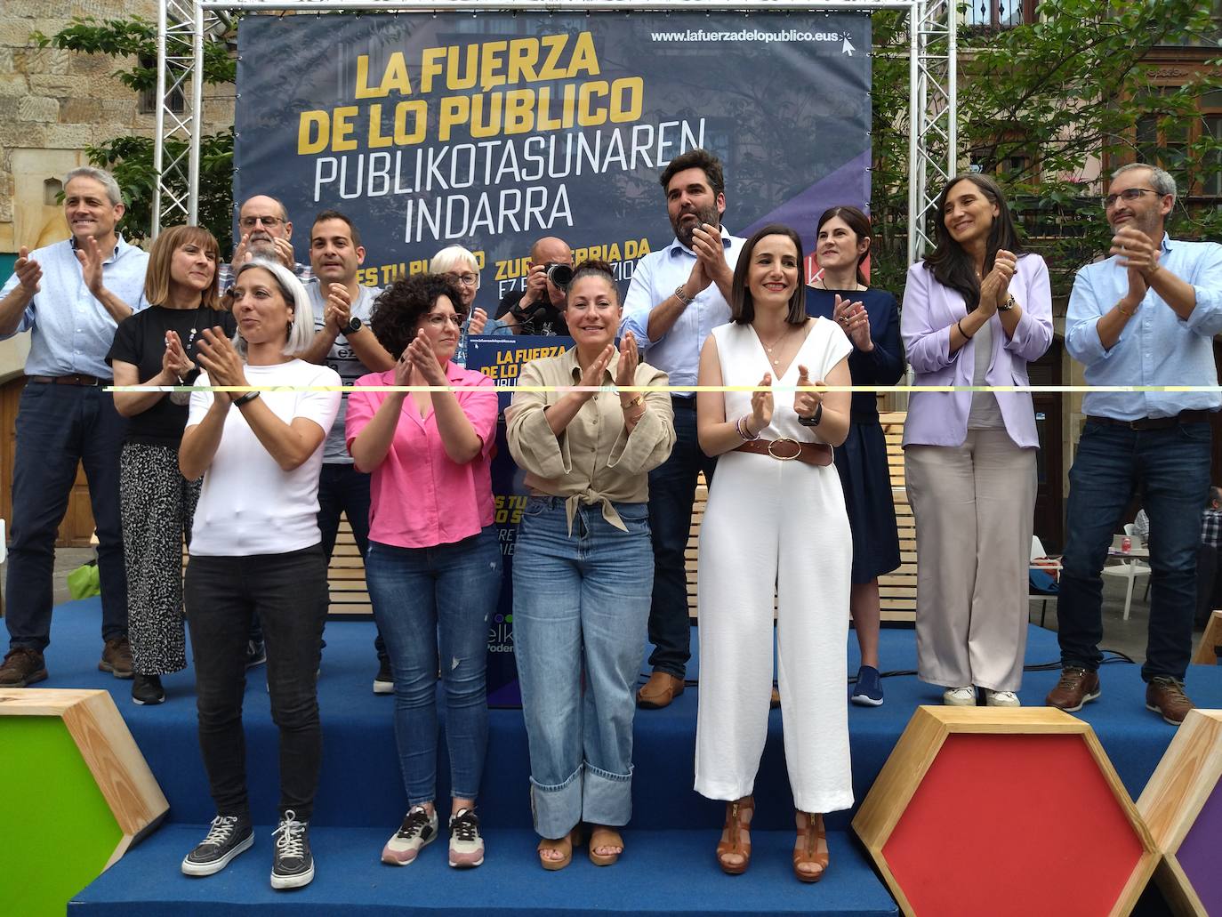 Los candidatos municipales y forales de la formación morada, ayer, en Bilbao.