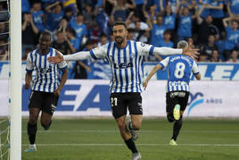 Abde celebra el gol que marcó ante el Eibar.