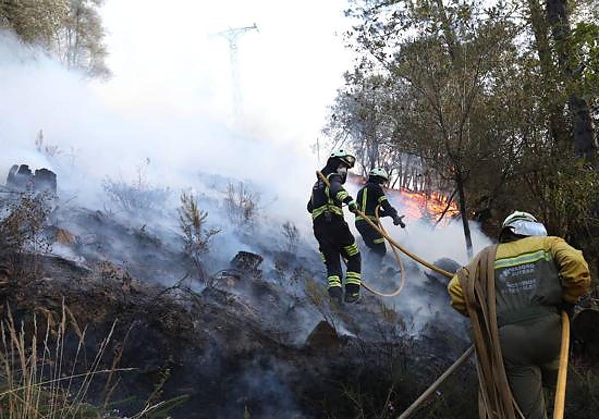 Los bomberos luchan contra el fuego el año pasado en Balmaseda.
