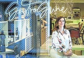 La empresaria posa en Gastro Gune, su personalísima apuesta en la Correría, en pleno Casco Viejo y al lado de su tienda de delicatessen.