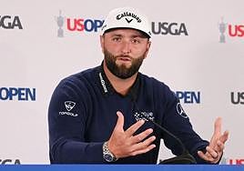 Jon Rahm, en su comparecencia ante los medios.