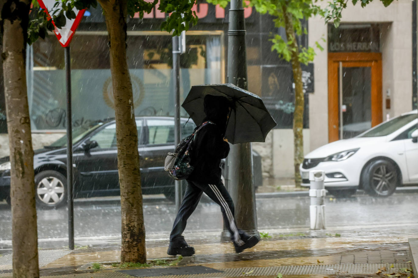 Una fuerte tormenta de viento y lluvia azota con fuerza Vitoria