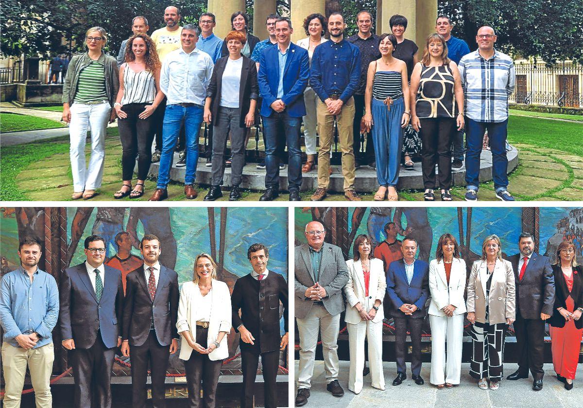 Foto de familia de EH Bildu frente al Árbol de Gernika, en la que posan los quince junteros (cinco más que la pasada legislatura) junto a cargos orgánicos de la coalición. | El grupo popular pasará de dos integrantes a tres.| El grupo socialista mantiene los ocho junteros que obtuvo la pasada legislatura.