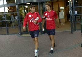 Gurpegui con Murillo en la pretemporada del Athletic de 2008