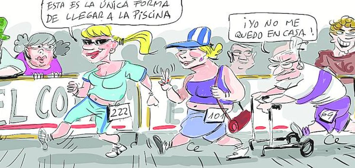 La viñeta de Iñaki Cerrajería: cortes desde primera hora de mañana por el Ironman