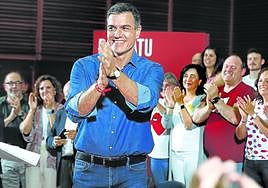 Pedro Sánchez, en el mitin celebrado en el Kursaal de San Sebastián.
