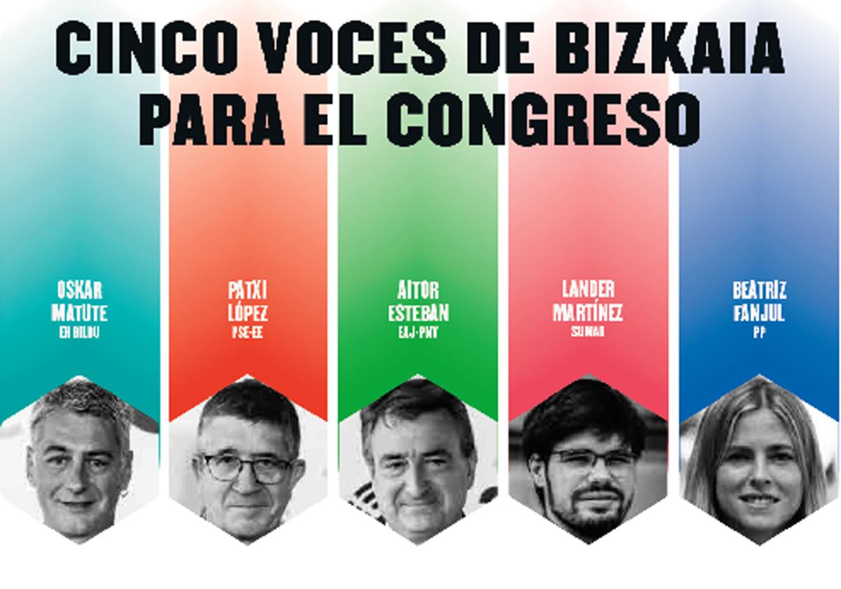 Hoy a las 12 horas, debate entre los cinco candidatos por Bizkaia al Congreso en EL CORREO