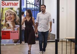 El ministro de Consumo, Alberto Garzón, llegando a la celebración de Sumar.