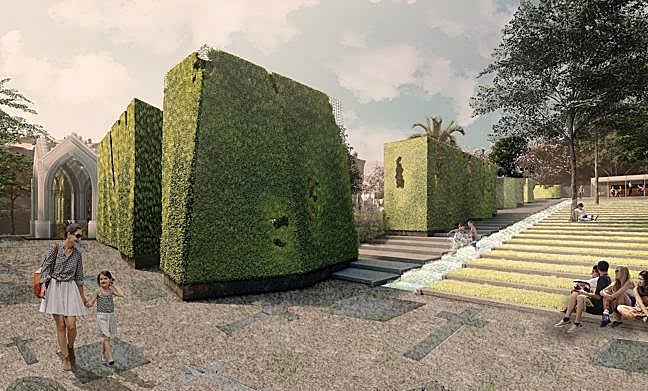 Muros vegetales que adornarán el espacio.