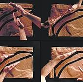 Oteiza en una imFotografías de López de Zubiria en las que se recrean los gestos de Oteiza al analizar el espacio de Zorrozaurre. .