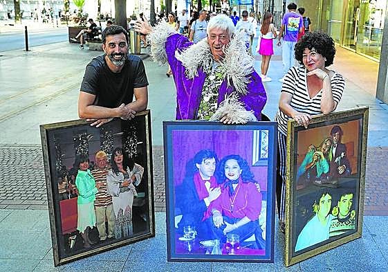 Unai Izquierdo, José Antonio Nielfa y Gemma Martínez posan en la Gran Vía con fotografías icónicas.