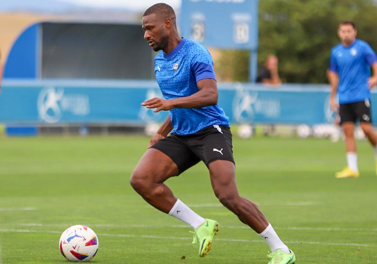 Sylla, durante el entrenamiento de la semana.