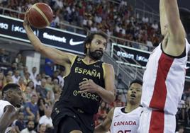 Sergio Llull, en el partido preparatorio de España contra Canadá en Granada.