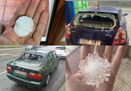 Una mujer herida y varios vehículos dañados tras una espectacular granizada en Igorre