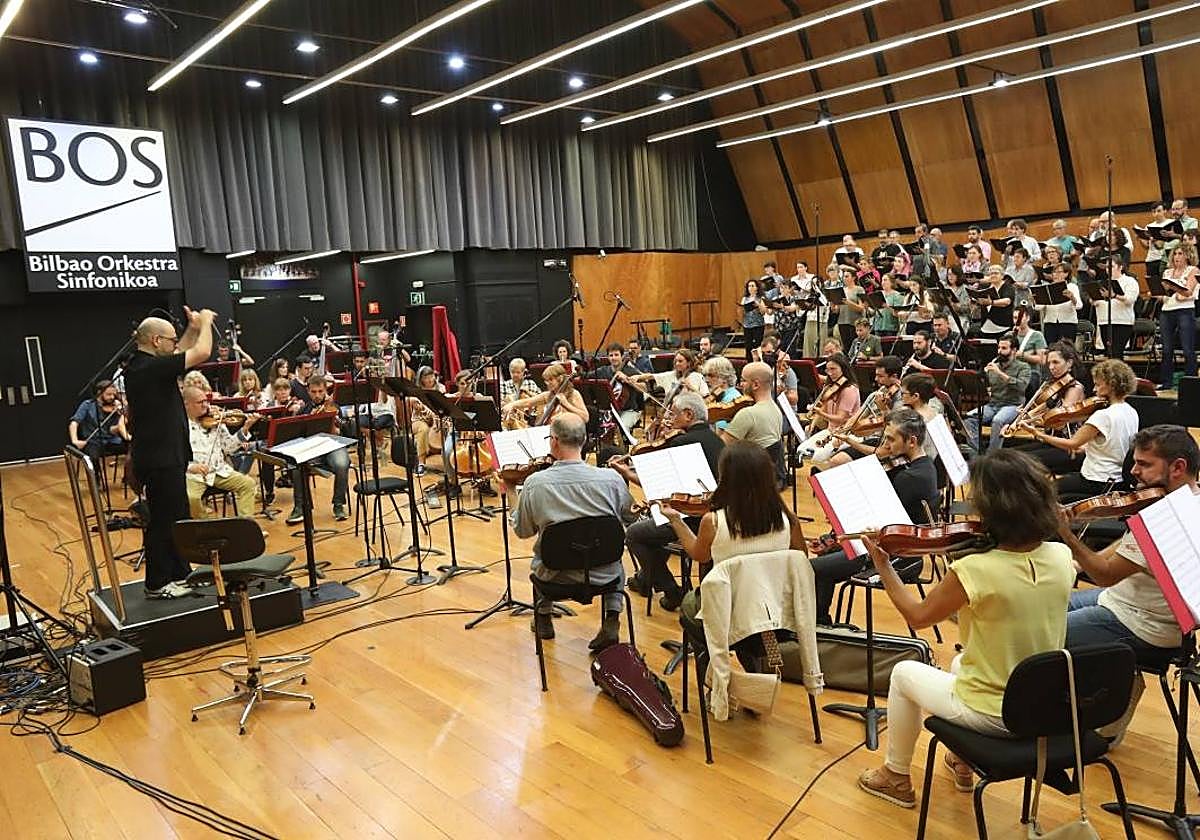 Grabación de la ópera 'Mirentxu', en la sede de la Sinfónica de Bilbao.